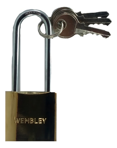 Candado Con 3 Llaves Wembley Titanium Aro Largo 32mm 6651 Color Dorado