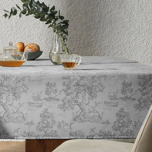 Toalha De Mesa Retangular 12 Lugares Grazia Cinza Karsten Árvores