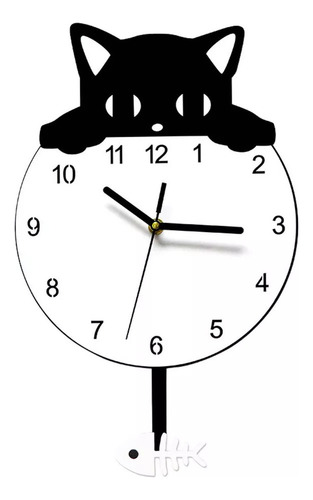 A El Pez Gato Oscila Y El Reloj De Pared Decorado Con
