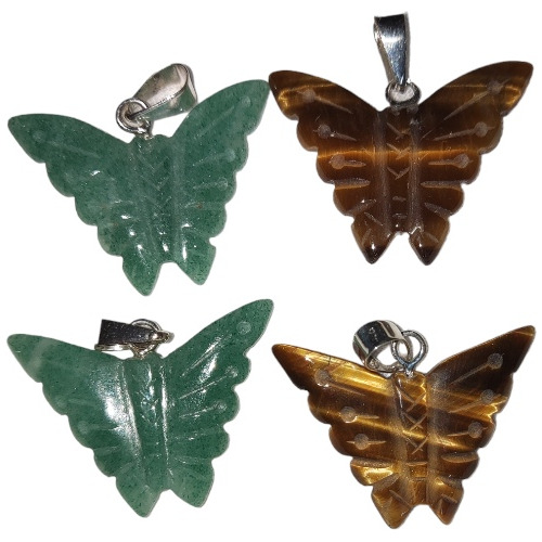 Dijes Plata .925 Mariposa Venturina , Ojo De Tigre Verde Cafe