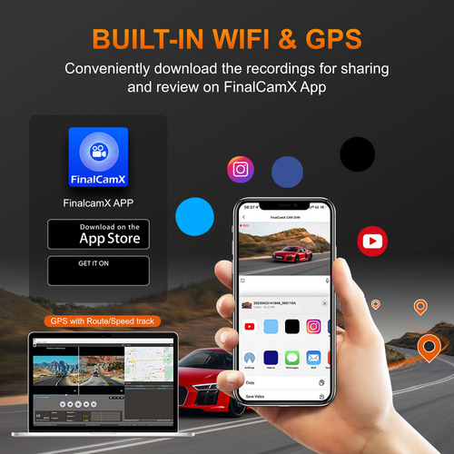 Cámara M Dash Cam Con Wifi 1296p Fhd Grabadora De Conducción
