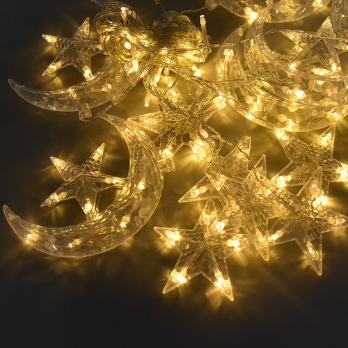 Cadena De Luces Con Forma De Estrella Y Luna, 3,3 Pulgadas,