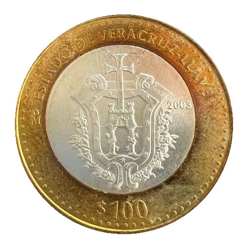 100 Pesos Estado Veracruz 1ra Fase Bimetálica 2003