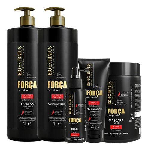 Bio Extratus Força Com Pimenta Kit 5 Produtos 1 L Completo