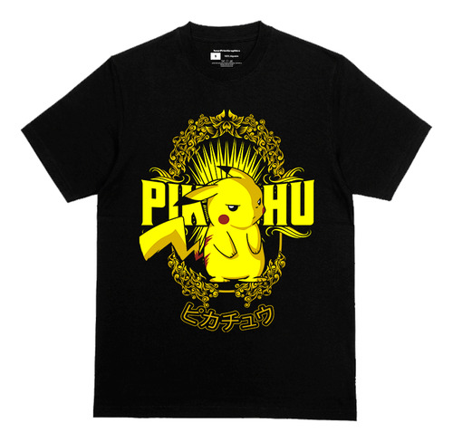 Polera Personajes Pokemón De Algodon Negra
