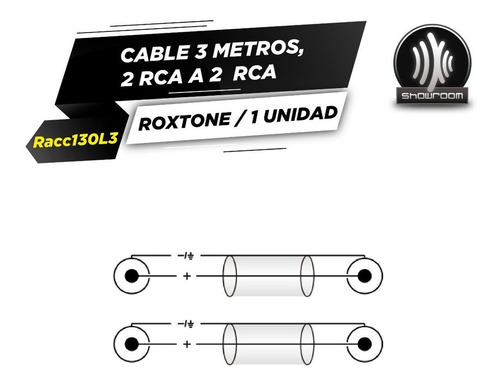 Imagen 3 de 7 de Cable Audio Rca A Rca 3 Metros Roxtone Racc130l3