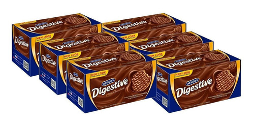 Kit 6 Biscoito Digestive Chocolate Ao Leite Mc Vities 200g