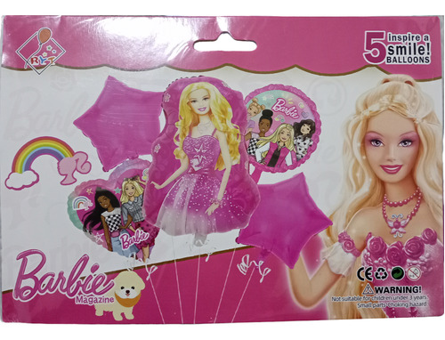 Set De 5 Globos De Barbie 