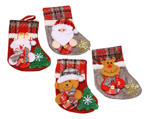 Set De Calcetines Colgantes Con Diseño De Muñeco De Nieve Y