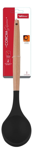 Concha De Silicone Cabo Madeira Preto Resistente Wellmix