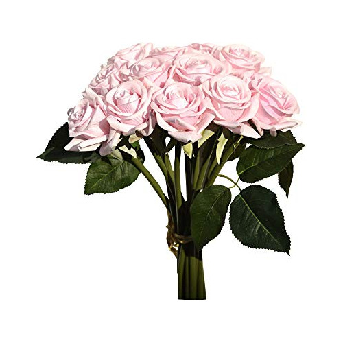 Mandys Artificial Real-touch 17  Rosas De Seda Rosa Flores P