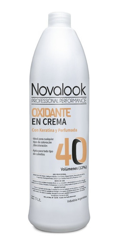 Oxidante En Crema Novalook Con Keratina 40 Volumenes 1 Litro