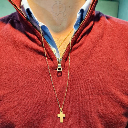 Imagen 3 de 6 de Cadena Oro 18k Forcet Maciza 70cm Y Cruz Hombre Co040 Jr