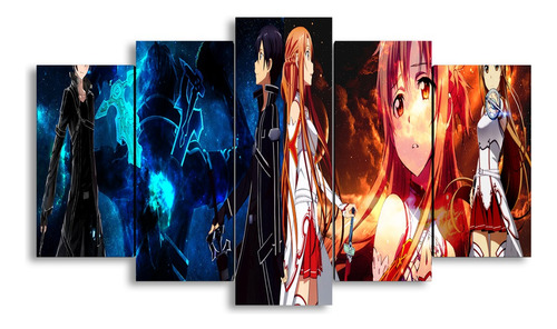 Cuadro Decorativo Asuna Y Kirito Juntos Con Sus Espadas 