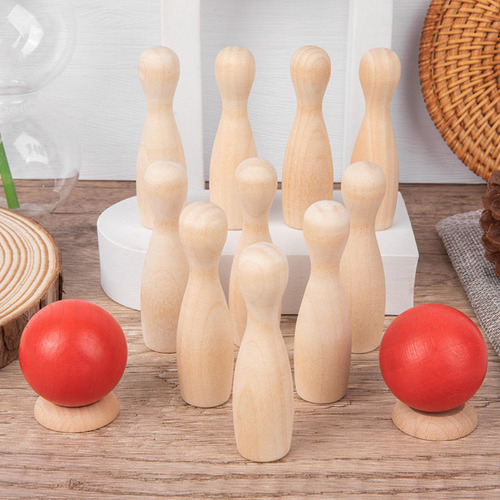 Wood Kids Bowling Toy Family Game Prop Desarrollo Temprano