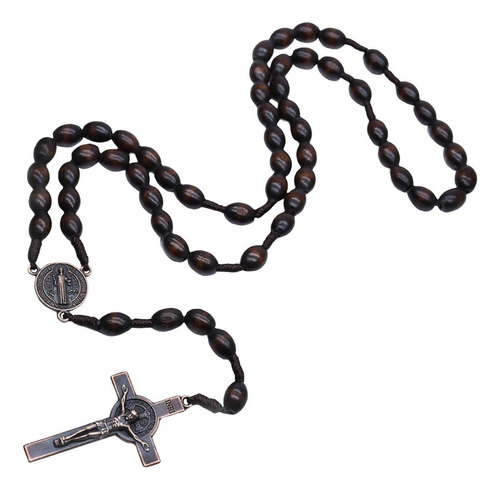 Rosario Cruz Collar Rosarios De Madera Para Mujeres Hombres