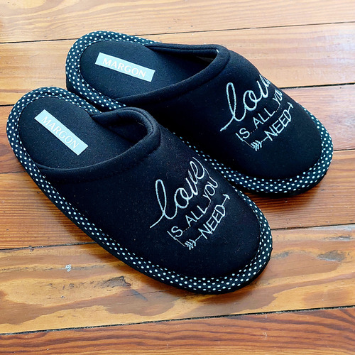 Pantuflas Dama Algodon Acolchadas Love Is All