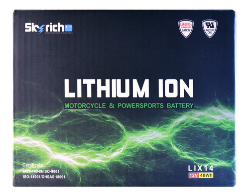 Imagen 3 de 9 de Bateria De Litio Skyrich P/ Moto Lix14 Libre Mantenimiento.