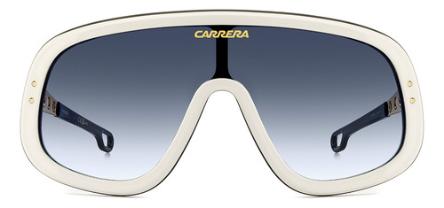 Óculos De Sol Carrera Flaglab 17 White Black Blue Gradient Armação Branco Haste Dourado Lente Azul-claro Desenho Liso