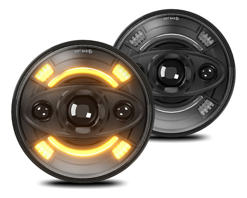 2 Faros Led De 7 Pulgadas Con Haz Alto/bajo, Drl Y Giro