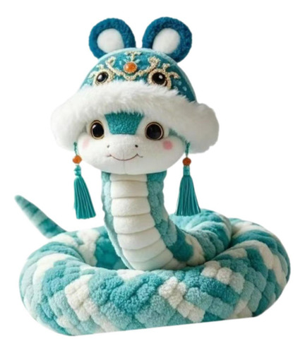 Juguete De Peluche De Serpiente De Año Nuevo Azul 35cm