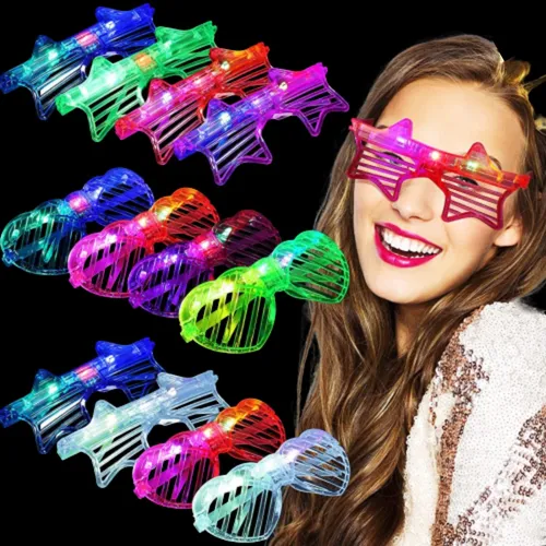 Lente Con Luz Led Cotillon Gafas Anteojo Neon Rayas X15