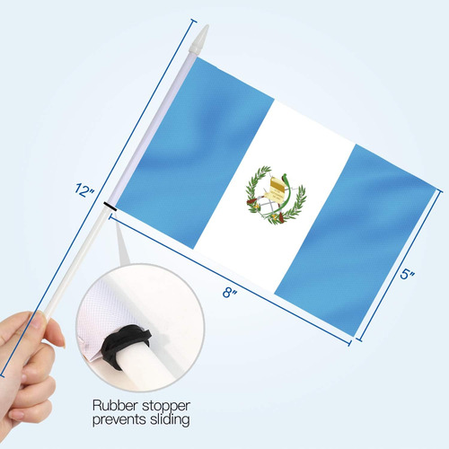 Mini Banderas Anley , Con Vara, Por 12 Unidades De Guatemala
