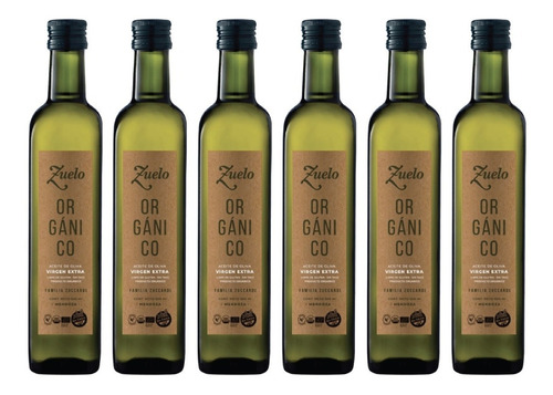 Aceite Oliva Zuelo Extra Virgen Organico Zuccardi 500 Ml X 6