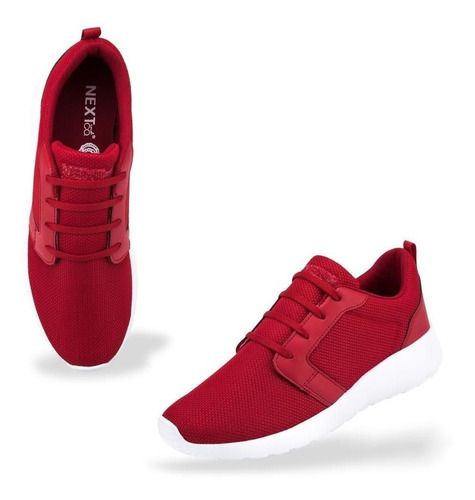 Tenis Rojos Hombre Deporte Running Tela 