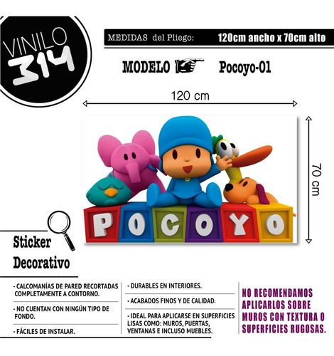 Vinilo Decorativo Pocoyo-i 01 , Sticker, Calcomanía De Pared