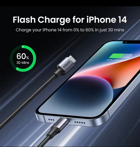 Ugreen -cable Usb Tipo C A Lightning iPhone Carga Rápida 2m