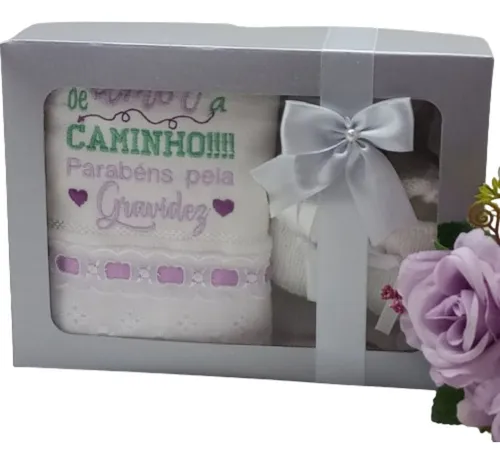 Presente Para Mamãe Gestante E Bebê Sapatinho Toalha De Luxo