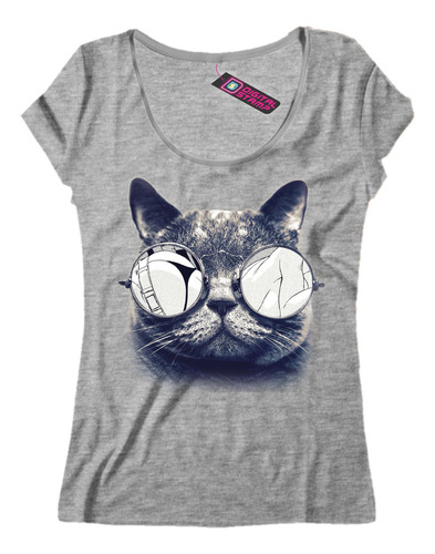 Remera Mujer Gato Anteojos Reflejo Chica Sexy Ca134 Dtg