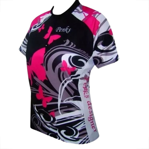 Camisa Feminina Ciclismo Borboleta Rosa - Penks