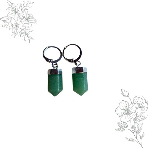 Aros De Jade Verde Con Baño De Plata