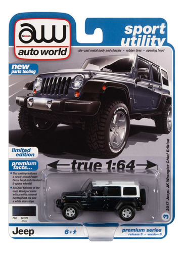 Auto World Jeep Wrangler Ruedas  De Goma Mide 7 Cm