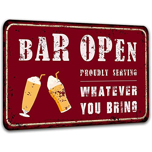 Placa De Pared De Metal Retro Vintage  Bar Open Proudly...