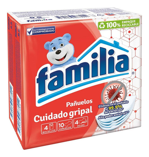 Pañuelos Familia Cuidado Gripal 4  Paquetes X 10und
