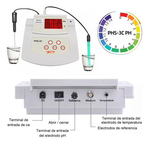 A Potenciometro Medidor Ph Temperatura Digital Mesa + Regalo