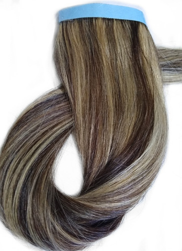 Imagem 7 de 9 de Cabelo Humano Loiro Claro Fita Adesiva 50g 70cm Mega Hair