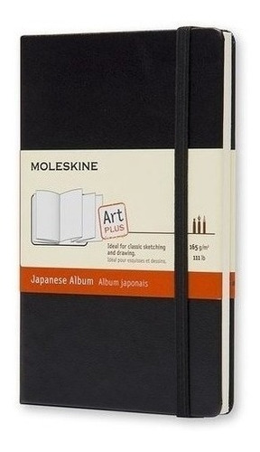 Álbum Japonês Moleskine, Preto, Capa Dura, Sem Pauta, P