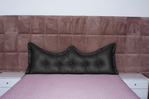 Almofada Encosto Coroa Queen 160 Cm Preto Lisa