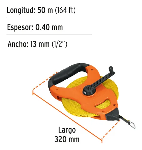 Decametro Fibra De Vidrio 50 Metros - Truper