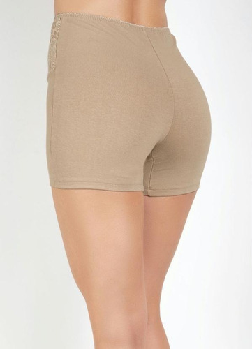 Imagem 3 de 5 de Short Feminino De Academia Fitness Cotton Renda Frontal
