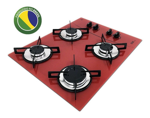 Fogão Cooktop D&d 4 Bocas Vermelho A Gás