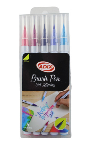 Set Brush Pen Lettering 5 Colores Adix Tonos Rosado Y Morado