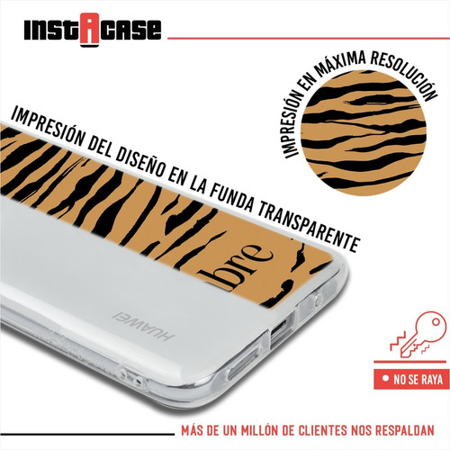 Funda Huawei Antigolpes Animal Print Tigre Con Tu Nombre