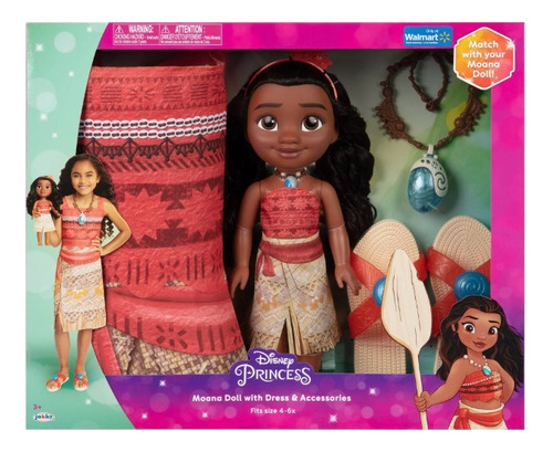 Disney Princesas Muñeca Moana Niña + Vestido Talla 4-6x