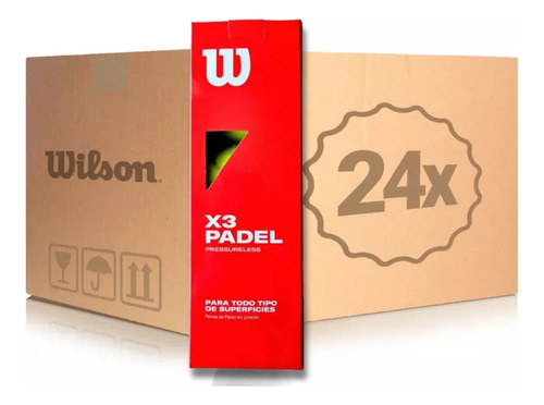 Pelota Padel Wilson Sin Presión X3 Caja 24 Amarillo