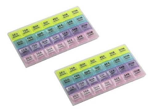 Kit Com 2 Caixa Comprimido Porta Medicamento Semanal Remédio